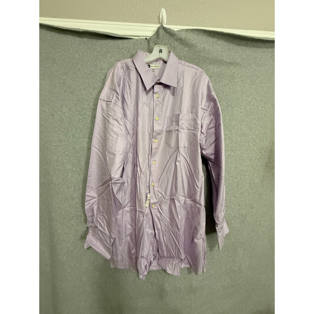 Bachrach Dress Shirt Men's 18.5 36/37 Lavender Twill Cotton Long Sleeve NWT $65‎